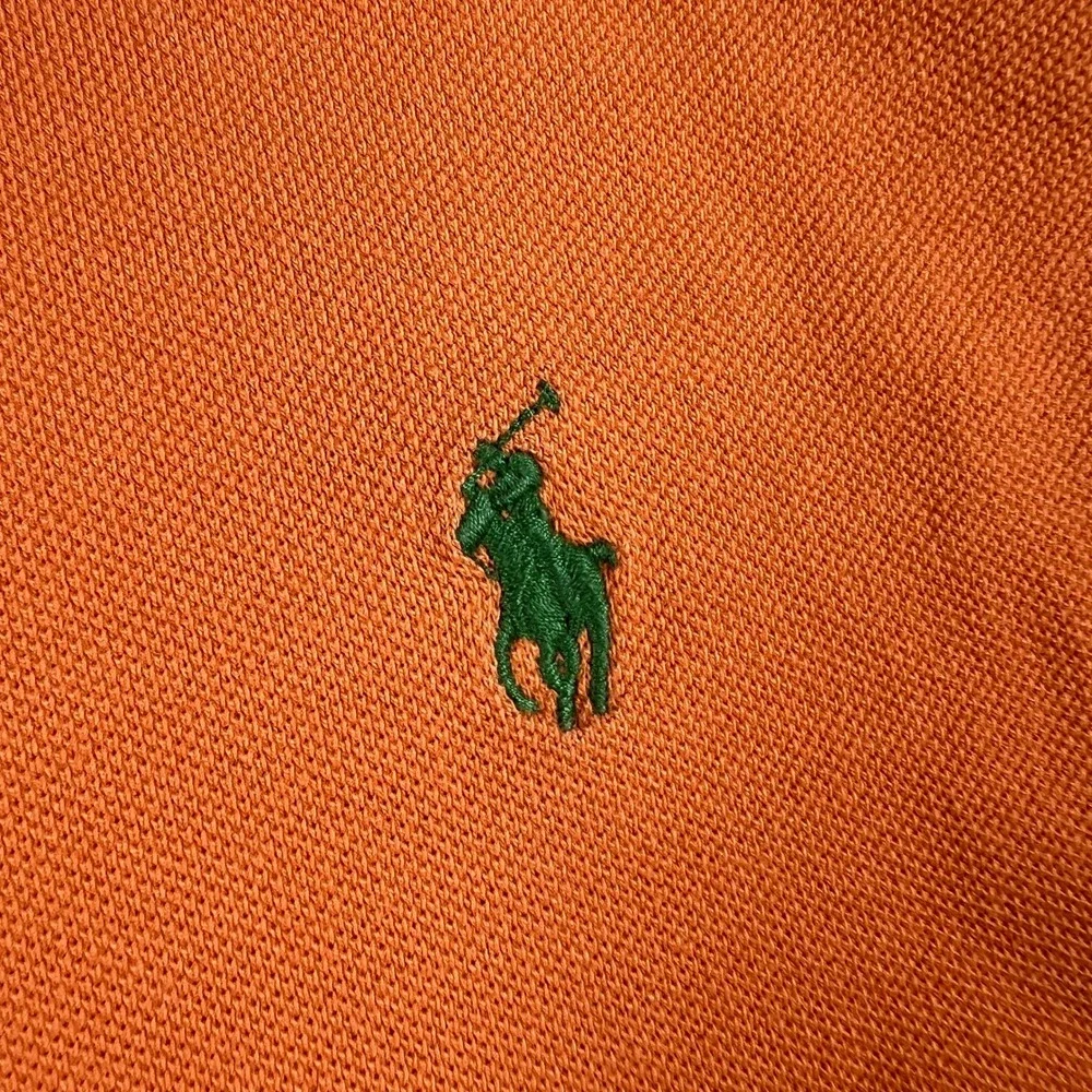 Polo Ralph Lauren Mens XL Orange Short Sleeve Pique Polo Green Pony Logo